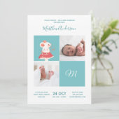 Muis Rat. Alphabet Monogram Cute Baby shower Kaart (Staand voorkant)