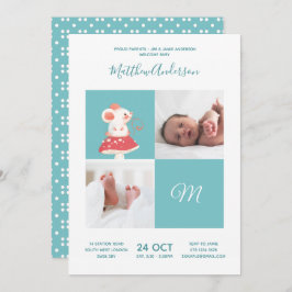 Muis Rat. Alphabet Monogram Cute Baby shower Kaart