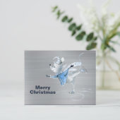 Muis Schaatsen Zilver Metaal Kerst Briefkaart (Staand voorkant)