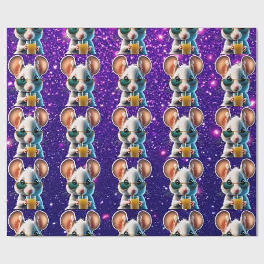 Muis Schattige Charmant Thema Karakter Gift Wrap Cadeaupapier (Vlak)
