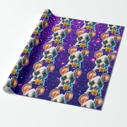Muis Schattige Charmant Thema Karakter Gift Wrap Cadeaupapier (Uitgerold)