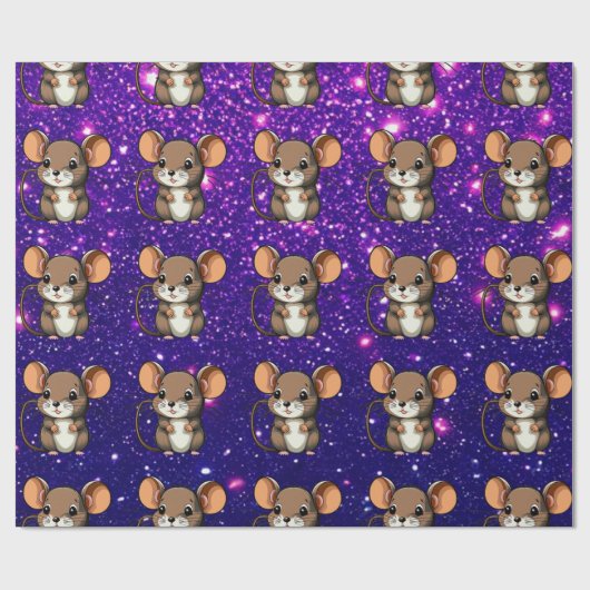 Muis Schattige Charmant Thema Karakter Gift Wrap Cadeaupapier (Vlak)
