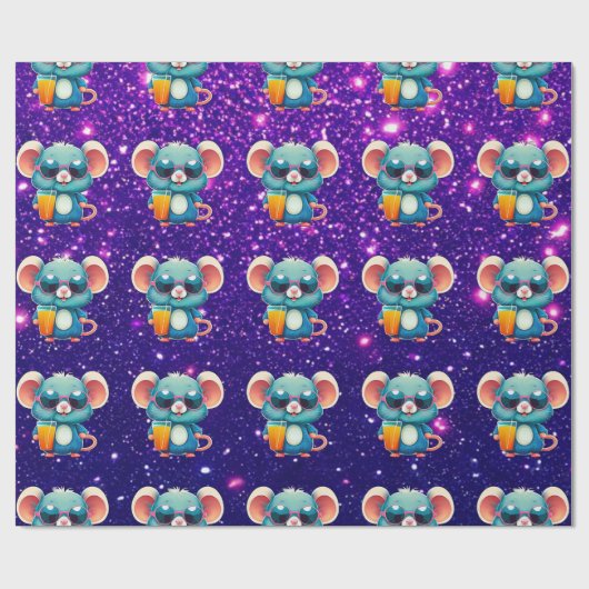 Muis Schattige Charmant Thema Karakter Gift Wrap Cadeaupapier (Vlak)
