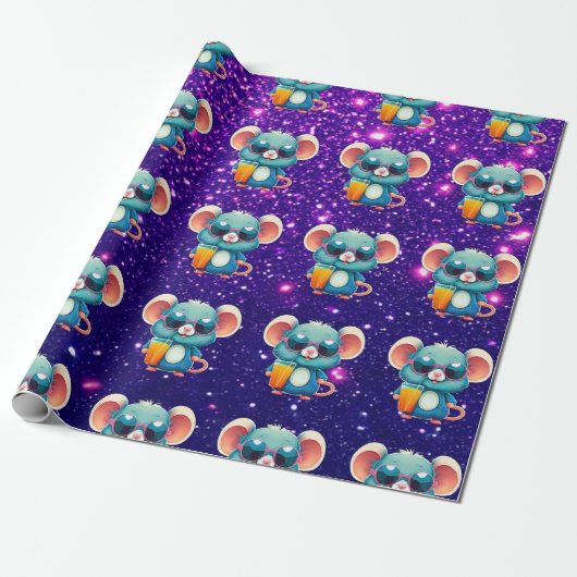 Muis Schattige Charmant Thema Karakter Gift Wrap Cadeaupapier (Uitgerold)