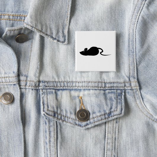 Muis Silhouette Vierkante Button 5,1 Cm (In situ)