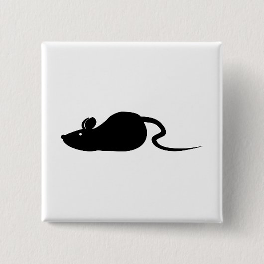 Muis Silhouette Vierkante Button 5,1 Cm (Voorkant)