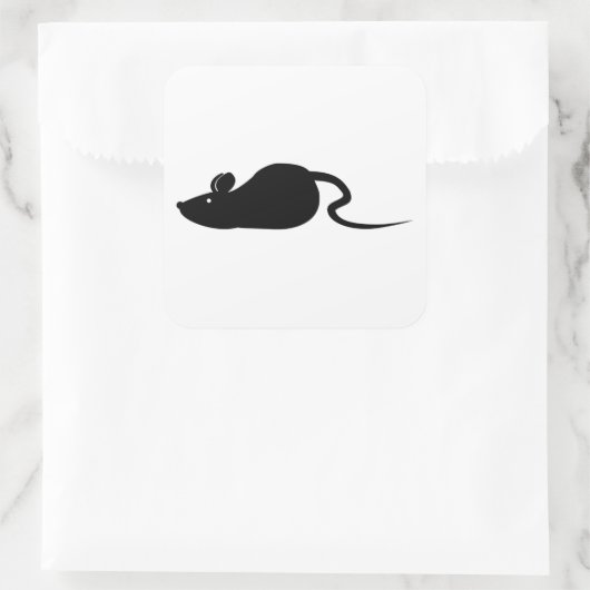 Muis Silhouette Vierkante Sticker (Tas)