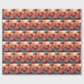 Muis slapen in een rode papaver bloem cadeaupapier (Vlak)