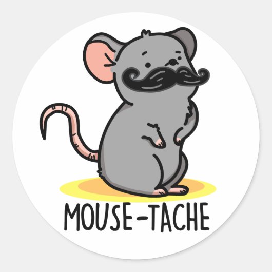 Muis-tache Grappige Muis Pun Ronde Sticker (Voorkant)