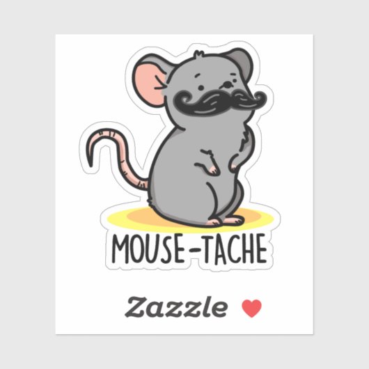 Muis-tache Grappige Muis Pun Sticker (Vel)