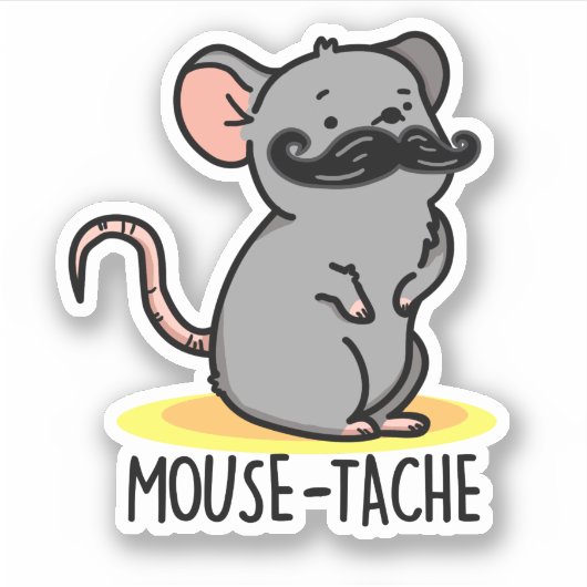 Muis-tache Grappige Muis Pun Sticker (Voorkant)