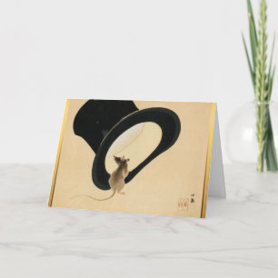 Muis Top Hoed Chinees Nieuwjaar Rat Zodiac Geboort Feestdagen Kaart