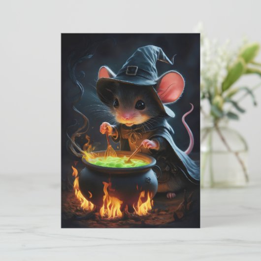 Muis tovenaar. feestdagenkaart (Staand voorkant)