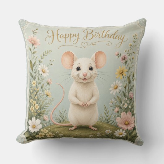 Muis Tuin Verjaardag Kussen (Voorkant)