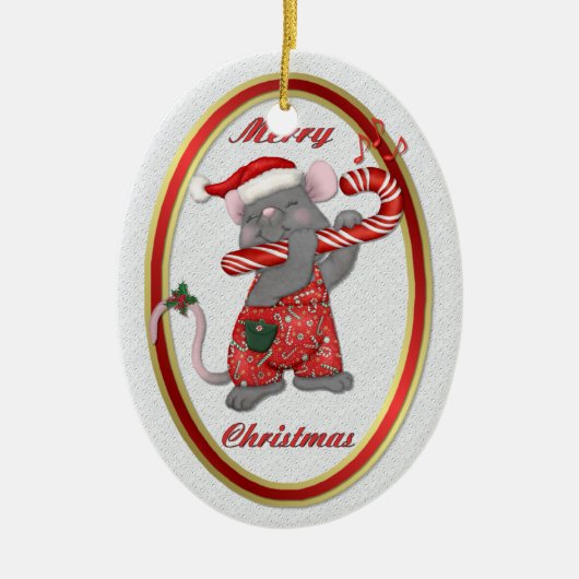 Muis Tunes Santa Keramisch Ornament (Voorkant)