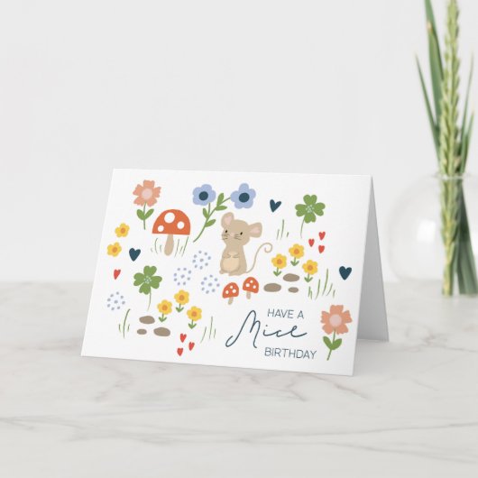 Muis Verjaardag Kaart voor Kinderen Eerste Verjaar (Voorkant)