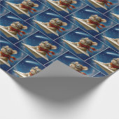 Muis vliegen in een papieren vliegtuig cadeaupapier (Hoek)