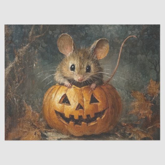 Muis voor decoupage met pompoen voor Halloween Tissuepapier (Voorkant)
