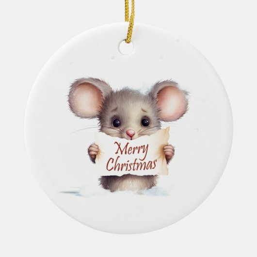 Muis Vrolijk Kerstfeest Keramisch Ornament (Voorkant)