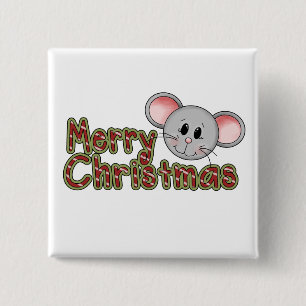 Muis Vrolijke Kerstshirts en -cadeaus Vierkante Button 5,1 Cm