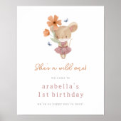 Muis Wild One Flower 1st Birthday Welcome Sign Poster (Voorkant)
