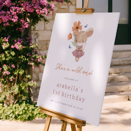 Muis Wild One Flower 1st Birthday Welcome Sign Poster