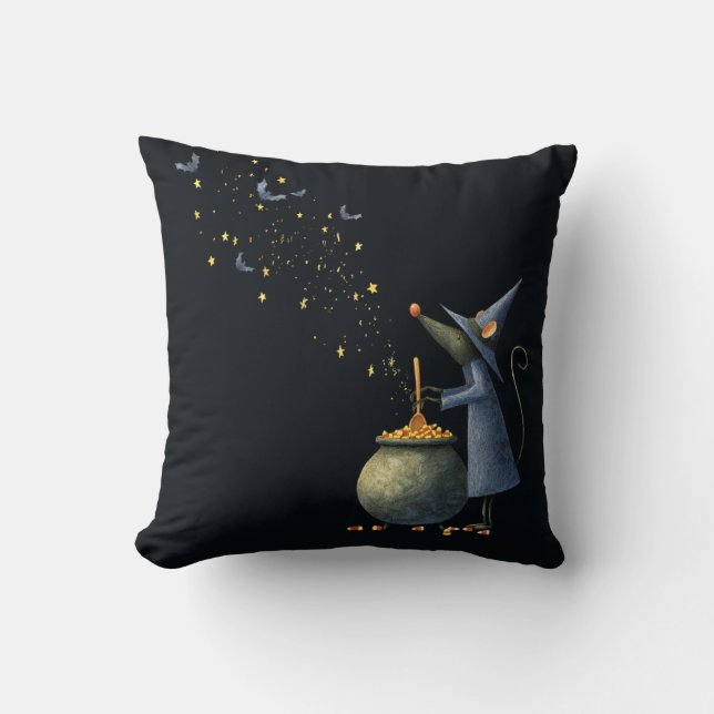 Muis Wizard Kussen met Patroon Terug (Voorkant)