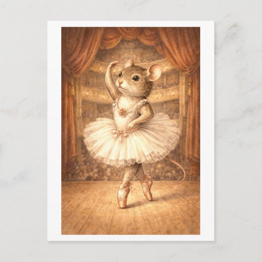 Muiscarrière als ballerina briefkaart (Voorkant)