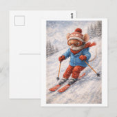 Muiscarrière als skiër briefkaart (Voorkant / Achterkant)