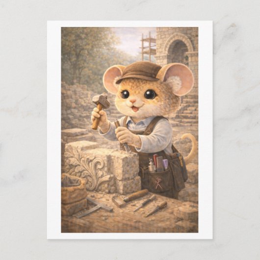 Muiscarrière als steenhouwer briefkaart (Voorkant)
