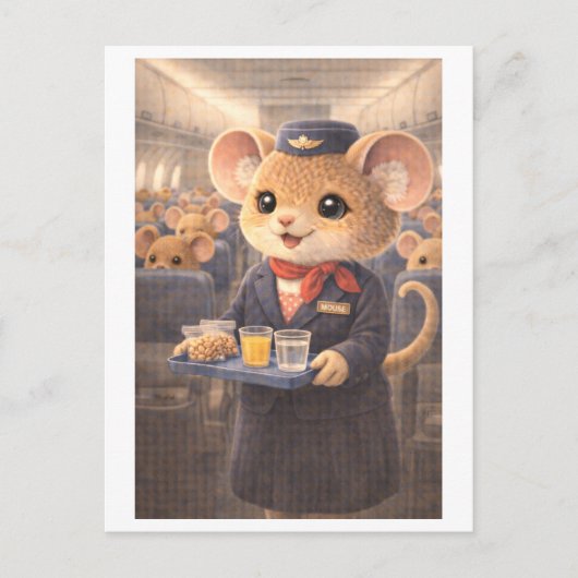 Muiscarrière als stewardess briefkaart (Voorkant)