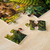 Muisentuinbarbecue met kijkende kat legpuzzel (Zijkant)