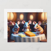 Muisfamilie aan de eettafel briefkaart (Voorkant / Achterkant)