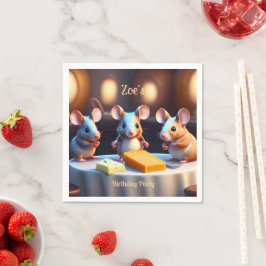 Muisfamilie aan de eettafel, Kinderen Verjaardag Servet