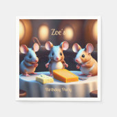 Muisfamilie aan de eettafel, Kinderen Verjaardag Servet (Voorkant)