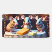 Muisfamilie aan de eettafel, Kinderen Verjaardag Spandoek (Horizontaal)