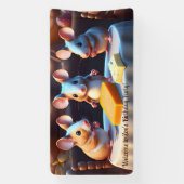 Muisfamilie aan de eettafel, Kinderen Verjaardag Spandoek (Verticaal)