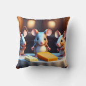 Muisfamilie aan de eettafel, schattig op maat kussen (Achterkant)