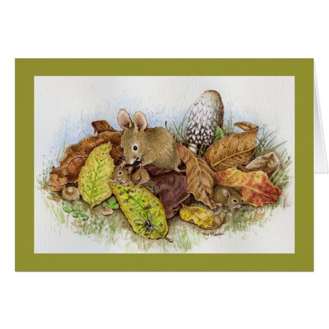 Muisfamilie in de bladeren (Voorkant Horizontaal)