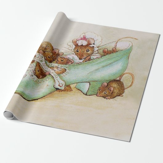 Muisfamilie in een schoen van Beatrix Potter Cadeaupapier (Uitgerold)