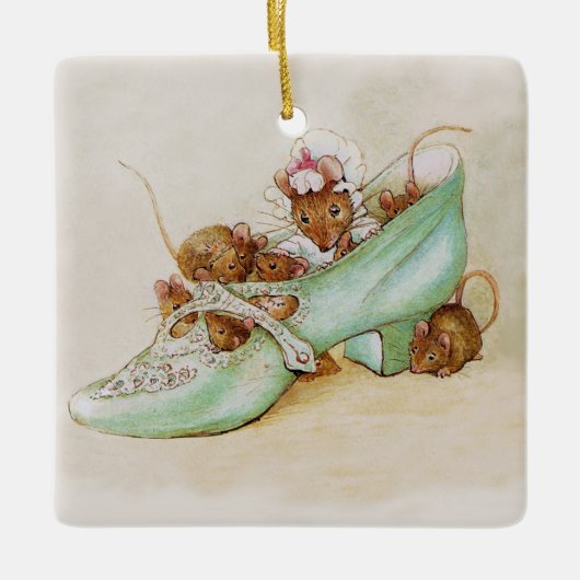Muisfamilie in een schoen van Beatrix Potter Keramisch Ornament (Voorkant)