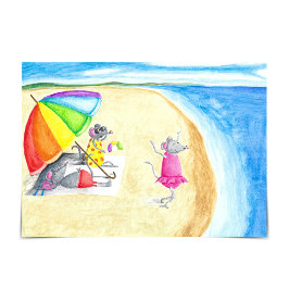 Muisfamilie in het Beach Summertime Wenskaart Kaart