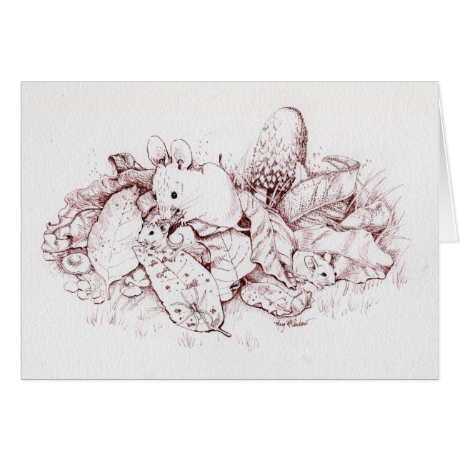 Muisfamilie in valkleppen, paddenstoelen, Natuur (Voorkant Horizontaal)