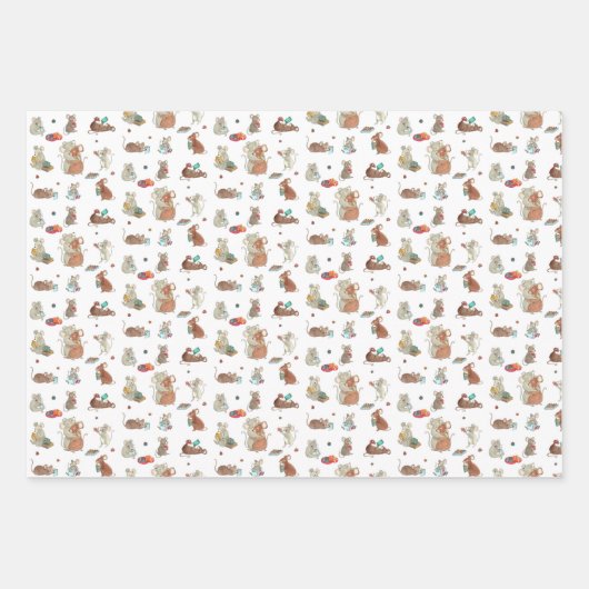 Muisfamilie Kerstmis Inpakpapier Vel (Voorkant 3)