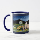 Muisfamilie kijken naar Moon Designer donkerblauwe Mok (Links)