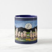 Muisfamilie kijken naar Moon Designer donkerblauwe Mok (Midden)