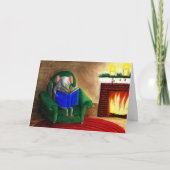 Muisfamilie leest met Fireplace kerstKaart Kaart (Voorkant)