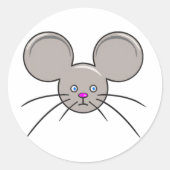 Muisgezicht transparant ronde sticker (Voorkant)