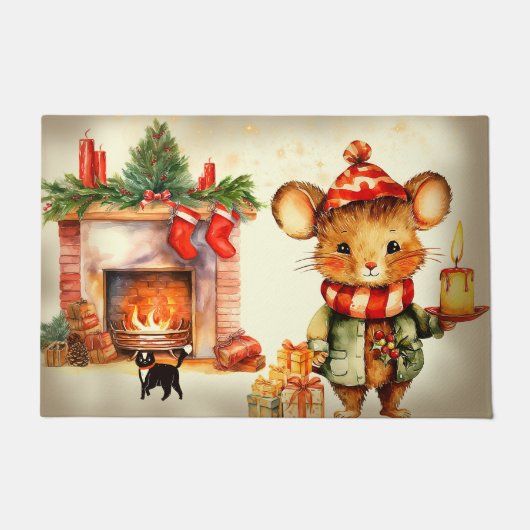 Muishuis Kerstmis Deurmat / Tapijt (Voorkant)