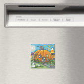 MUISHUIS, TRICK OF TREATERS HALLOWEEN MAGNET Sq (Insitu (Vaatwasser))